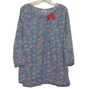 Mini Boden Kids Long Sleeve Floral Top Size 9-10Y Red Bow On Neckline